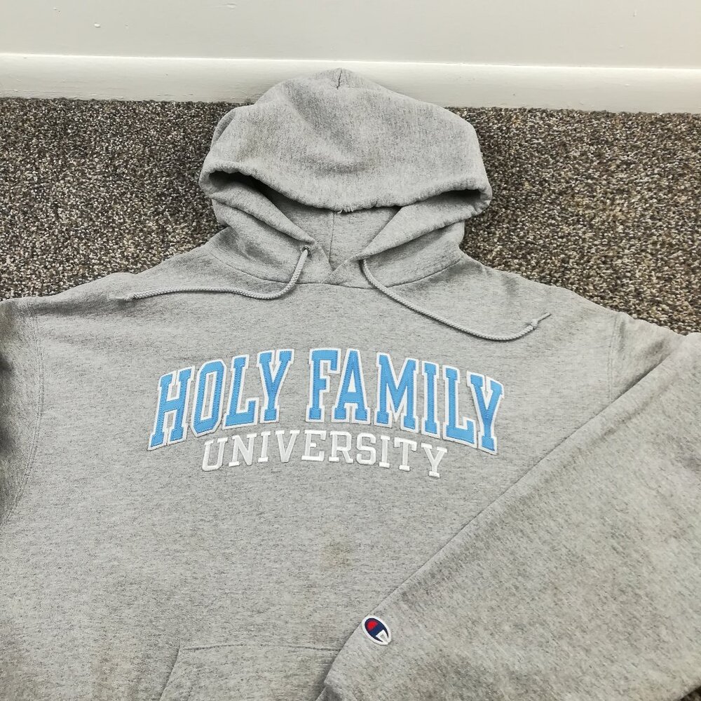Vintage Holy Family University Tigers Hoodie Champion Sweatshirt Gray Mens Large